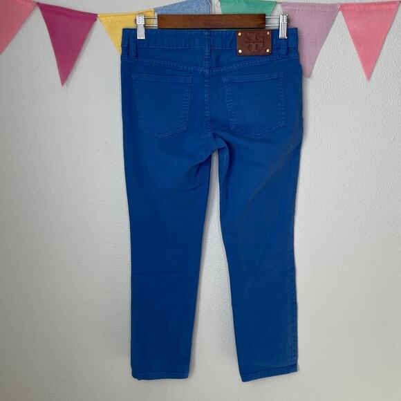 Tory Burch Cropped Skinny Jeans Royal Blue Stretch Denim | 26 - Picture 3 of 6